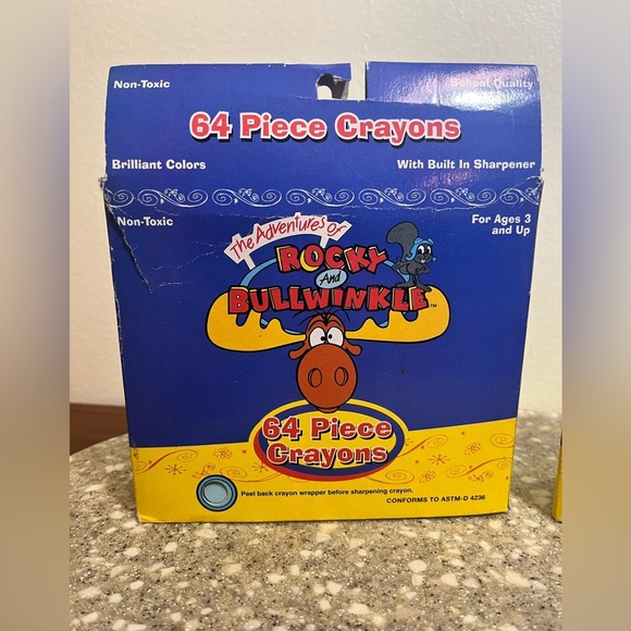 Lot Of 2 Vintage The Adventures Of Rocky & Bullwinkle Crayons 63 Piece Box Rare - Picture 2 of 7